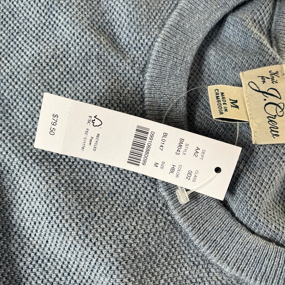 J Crew Blue Waffle Knit Crew Neck